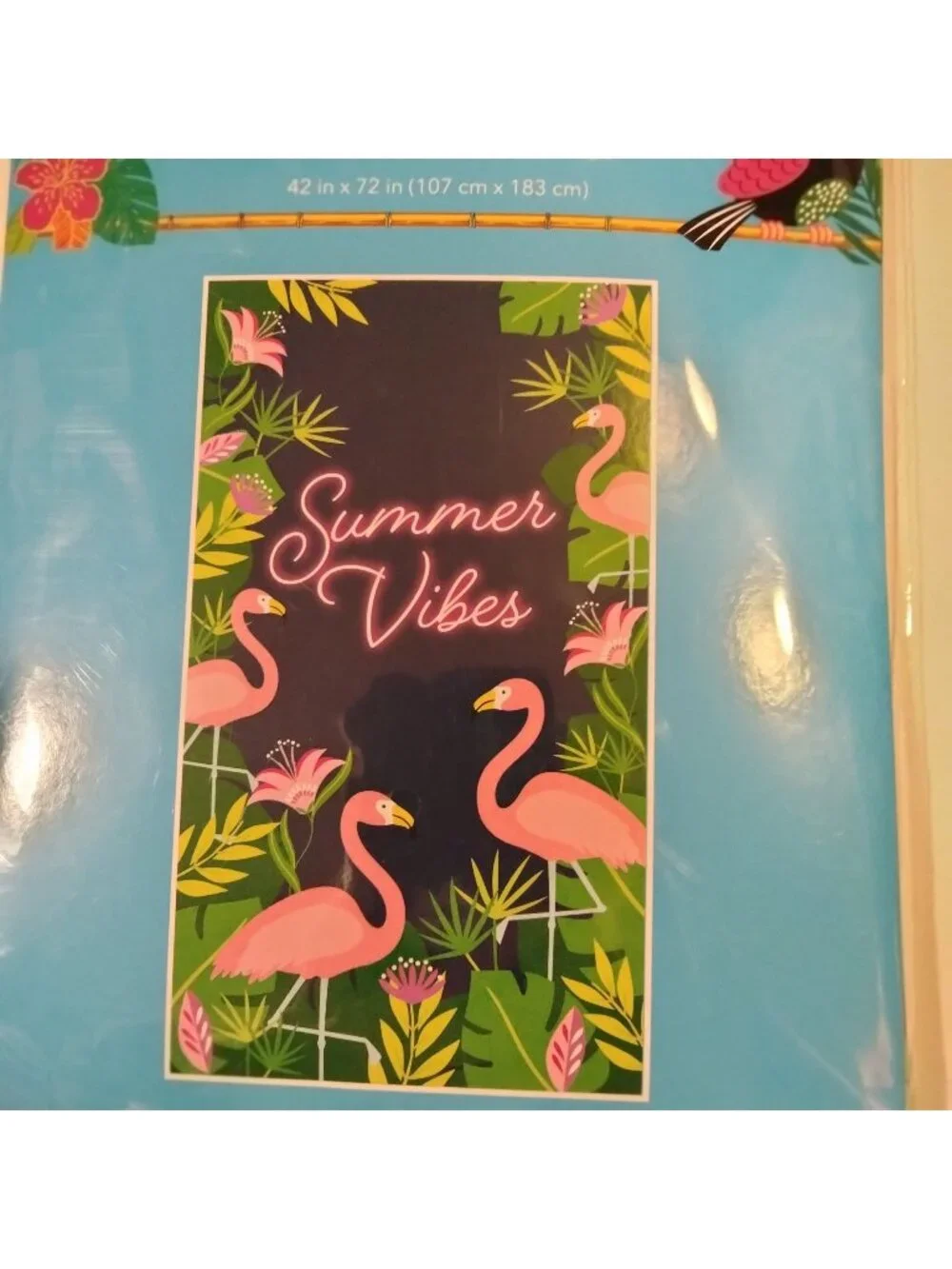 Pink Flamingo Wall Door Mural Summer Vibes 42 x 72 inch Beach Tropical Coastal